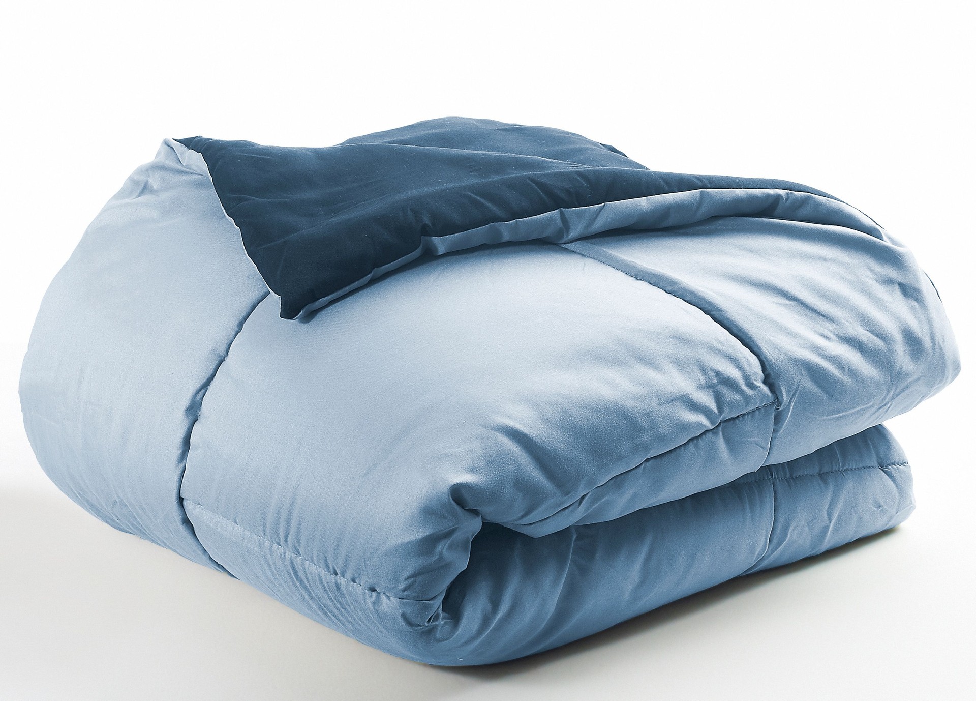 blue folded duvet